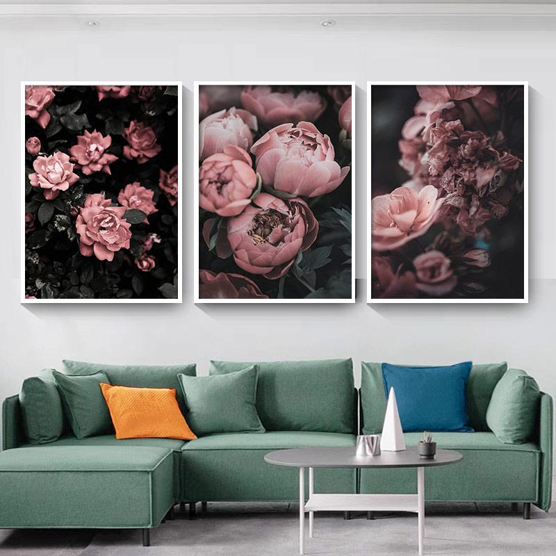 Peony Rose Flower Canvas Nordic Poster Botanical Scandinavian Style Wall Art Print Picture Painting for Living Room Decoration