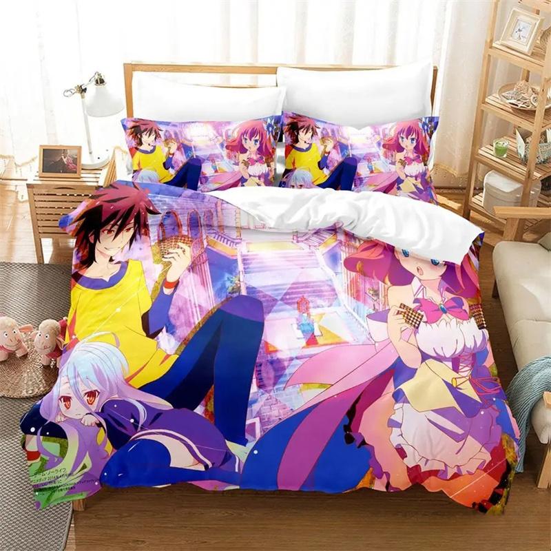 Durable Modern Twin Queen King 3D Print Anime No Game Life Boys Girls Size Bed Adult Quilt