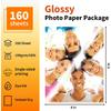 4x6 Glossy Photo Paper, 160 Sheets Picture Paper for Inkjet Printer, 180gsm/48lb