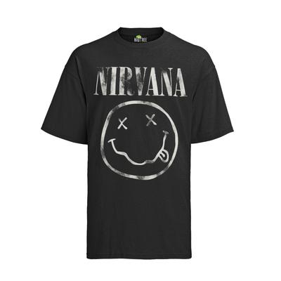 Retro Nirvana Smiley Bands Musik Rock Grunge Kurt 80er Herren Bio T-Shirt