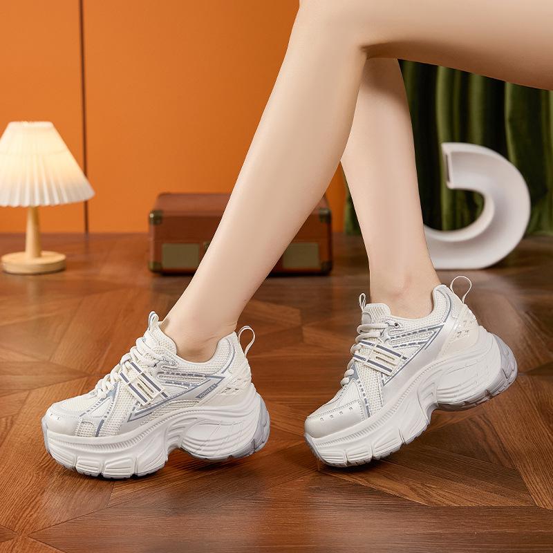 European Station Internet Celebrity Dad Shoes Women 2025 Summer New Korean Version of Fashion Mesh Versatile Thick Sole Heightening Women's Shoes