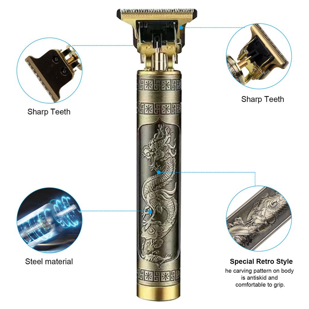 Electric Hair Trimmer Retro Rechargeable Cordless Hair Cutter Home Use Washable Hair Cutting Set