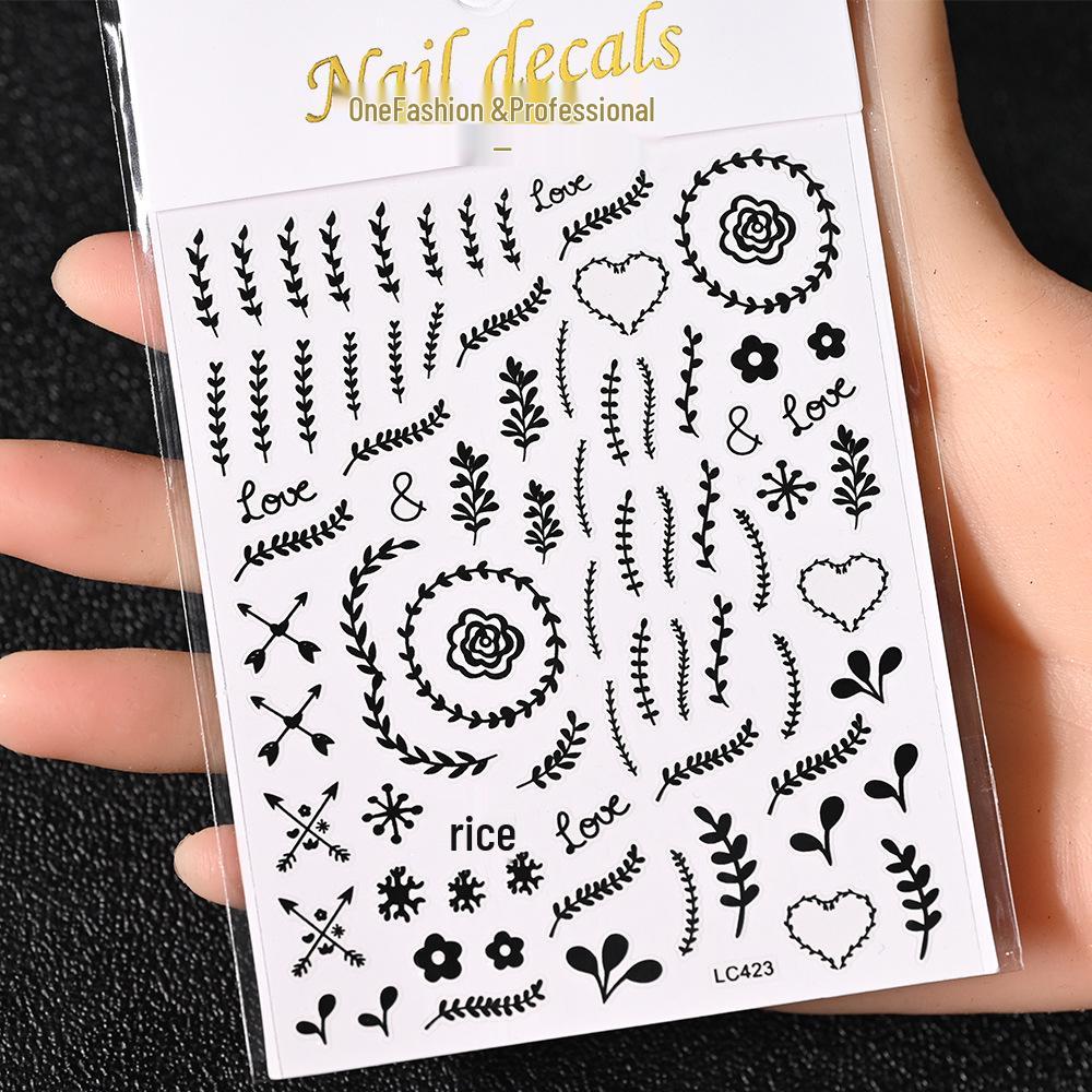 Best-Selling Japanese Aesthetic Laser Silver Heart Nail Stickers - Plant-Inspired Nail Art
