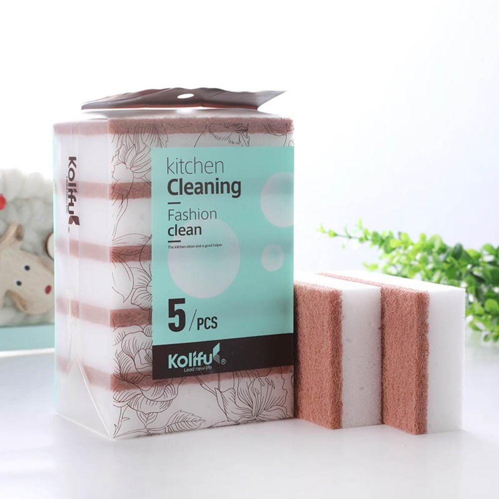 Double-Sided Household Emery Cleaning Accessories Dishwashing Sponge Scouring Pad Magic Sponge