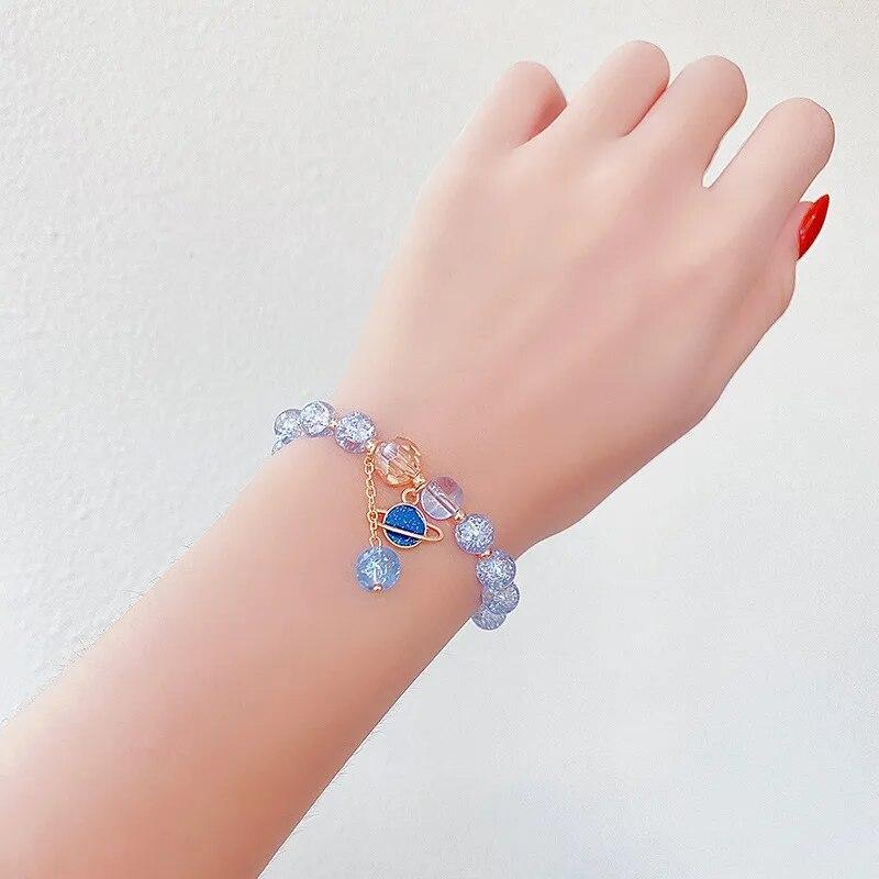 Korean Cartoon Rabbit Glass Beaded Adjustable Bracelet for Women Fashion Flower Starfish Dolphin Bracelets Jewelry Accessories