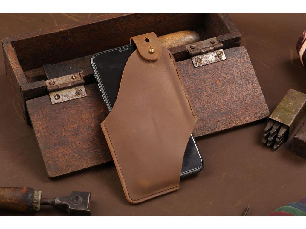 Genuine Leather EDC Tactical Phone Pouch - Men's Outdoor Waist Protective Case