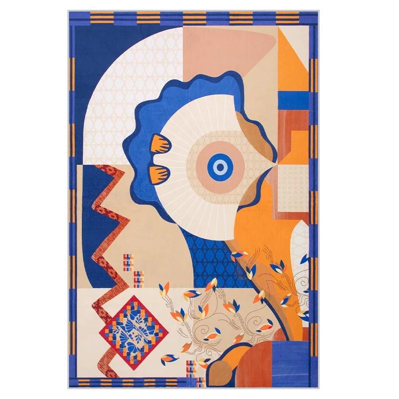 

VIKAMA Living Room Carpet Large Bedroom Bedside Floor Mat Blue Carpets Bohemian Modern Abstract Indoor Home Decoration Rugs 40cm x 60cm