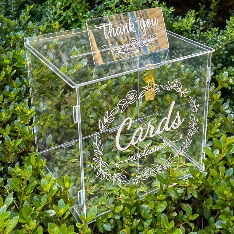 Clear Acrylic Wedding Card Box Wedding Receptions Wishing Money Card Box Birthday Party Baby Shower Decorations