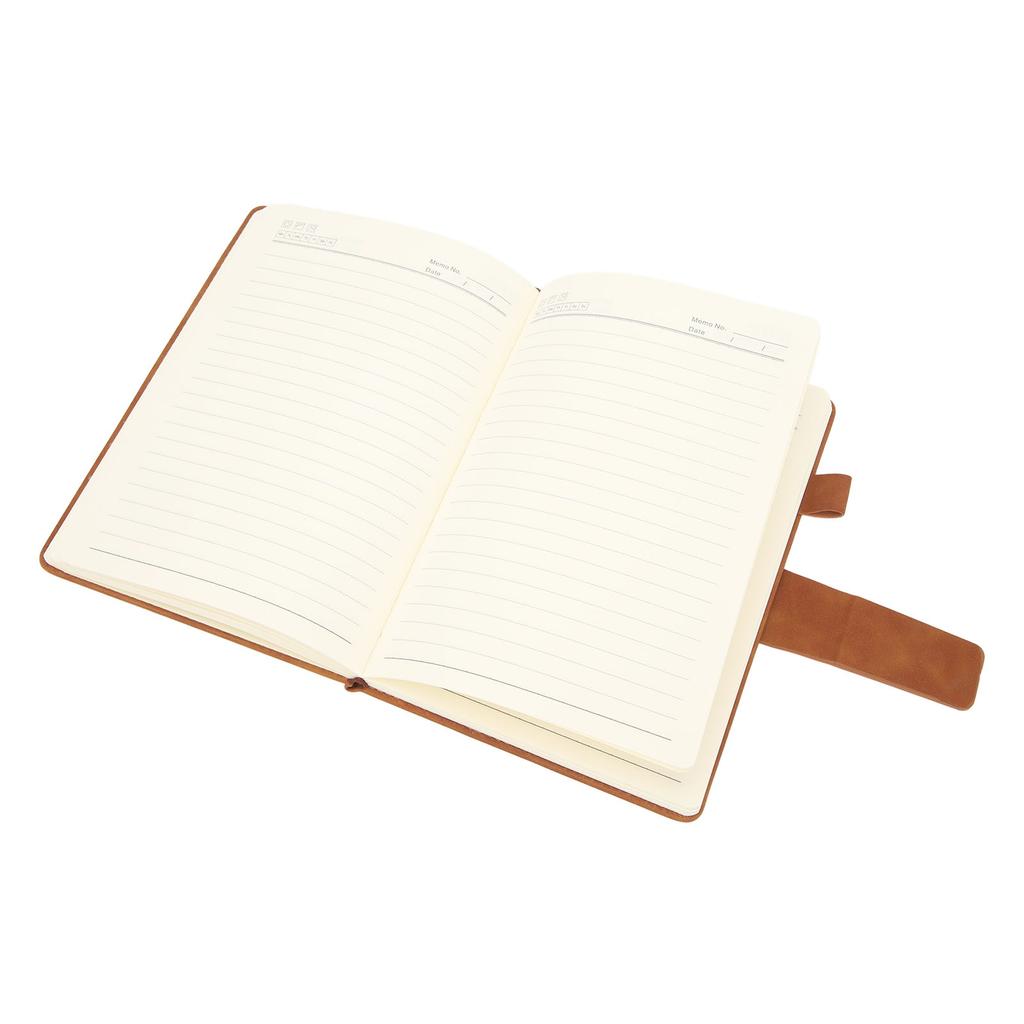   Notebook PU Lther Cover Ribbon Bookmark Ink Proof Thick Paper Ruled Paper Notebook with Pen for   Travel