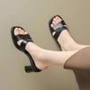 New summer outerwear with French style one-piece slippers and high-heeled sandals. Versatile and popular women's sandals