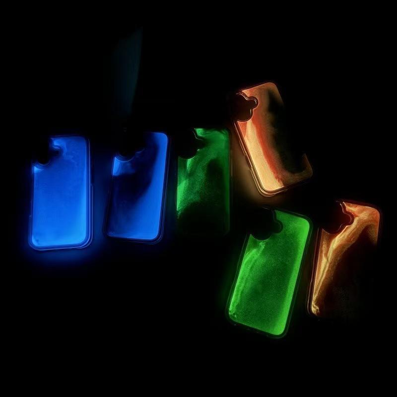 Neon Luminous Sand Liquid Phone Case for iPhone 16 Pro Max, Glow In Dark Gradient Fluorescent Cover