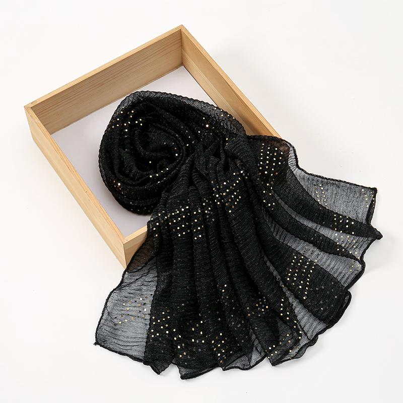Glitter Women Hijabs With Rhinestone Islamic Sequins Long Shawl Head Scarf Female Full Cover Wrap Hijab Plain Muslim Headscarf