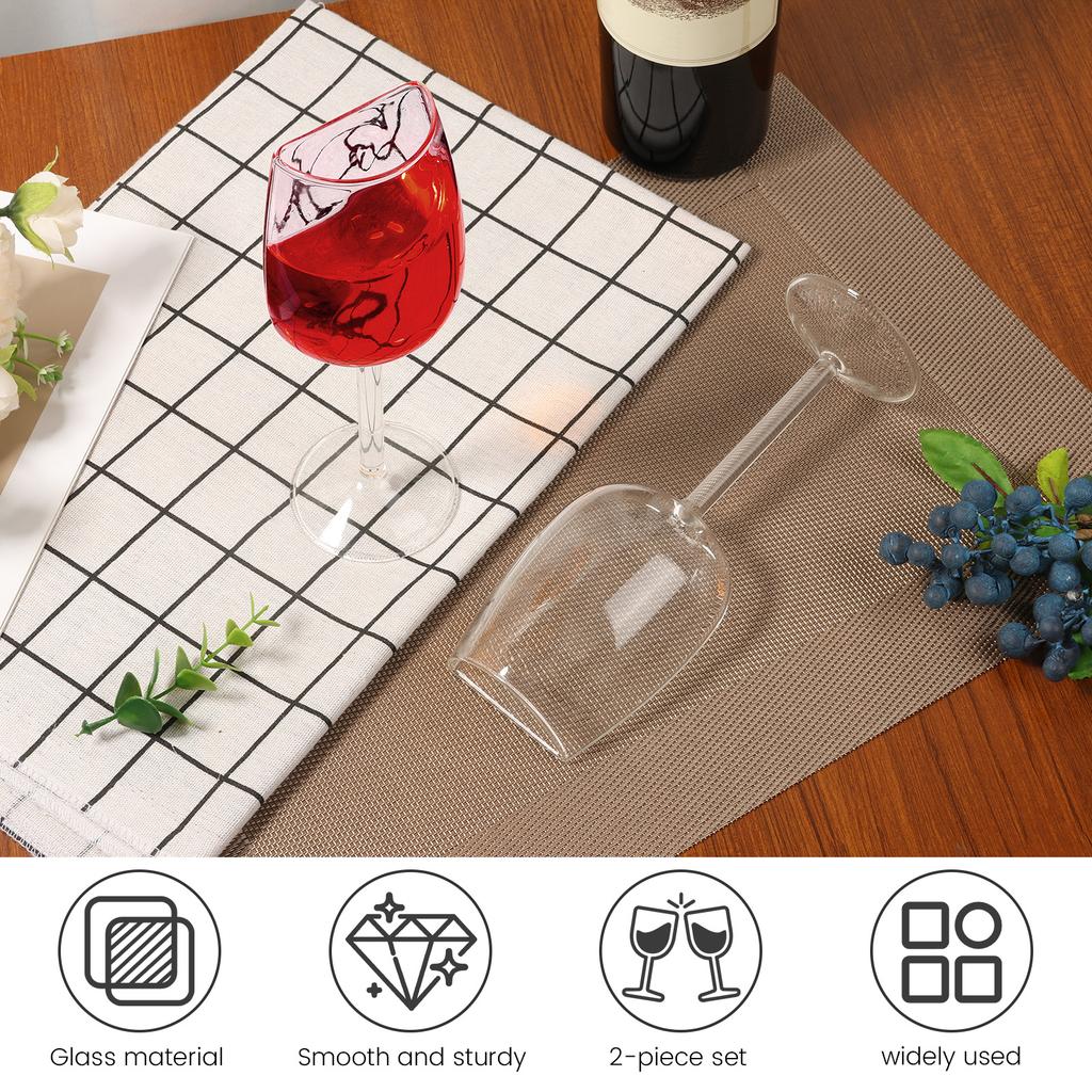 2 Pcs Creative Half Wine Glass Portable Half Round Wine Glass Vintage Tall Wine Glassware Clear Glasses for Birthday Anniversary