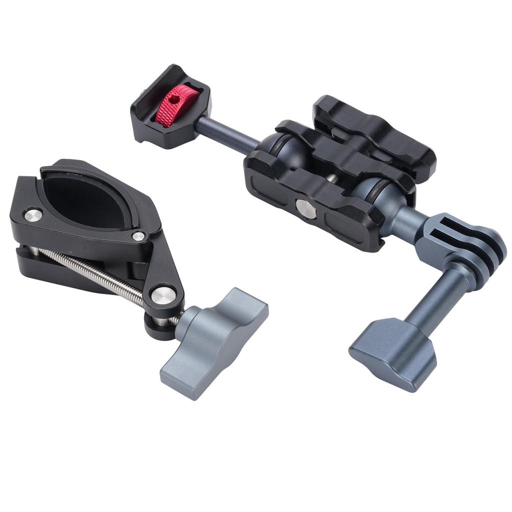 Camera Clamp Mount Double Ball Head Universal Multi Angle Adjustable Bike Handlebar Camera Mount