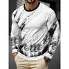 Men's Casual Daily Long-sleeved T-shirt, with Fashionable Printed Design, a Comfortable and Casual Top That Can Be Machine Washed