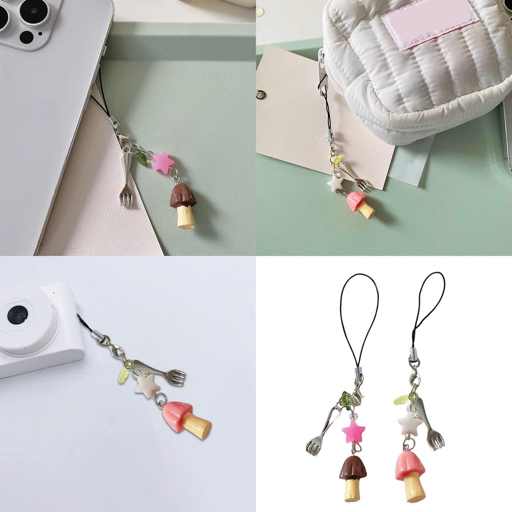 Vintage Mushroom Keychain Fashion Phone Pendant Hanging Ornament for Fashion Enthusiasts and Retro Style Followers