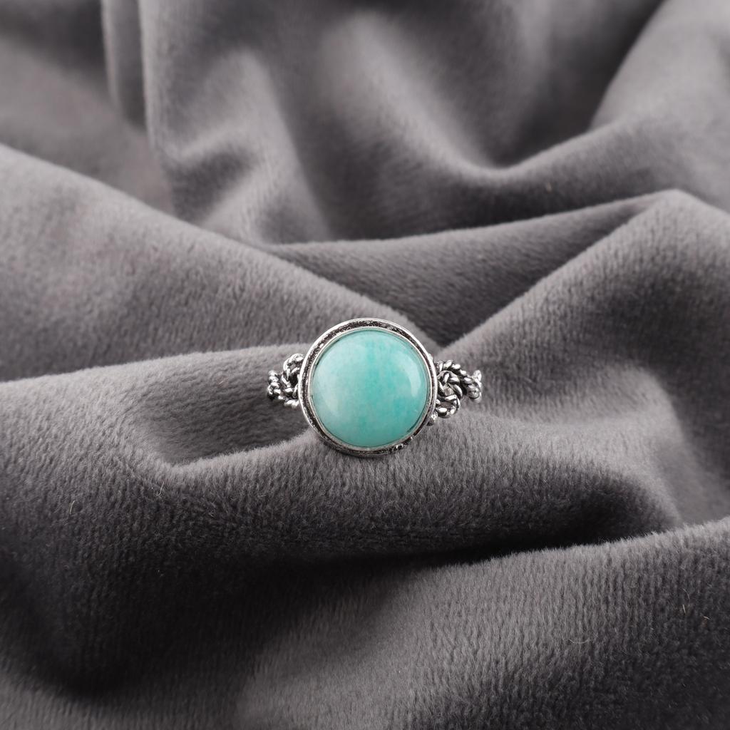 Amazonite 925 Sterling Silver Ring, Gemstone Dainty Ring, Handmade Spiritual Jewelry, Women's Ring Gift For Her