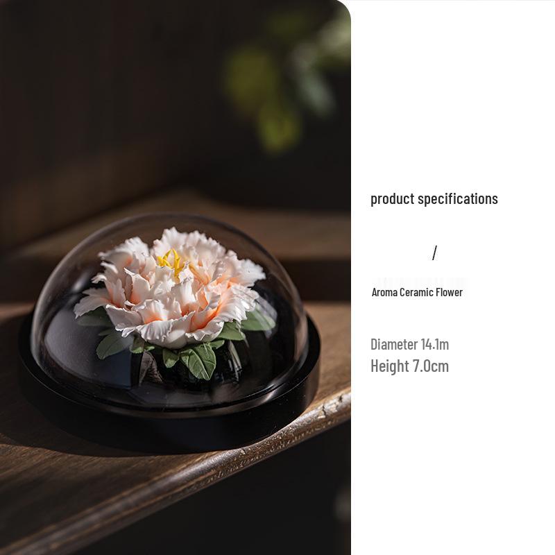 

Peony Ceramic Incense Burner - Handmade Cultural Heritage Home Decor for Tea Room, Study, or Living Room