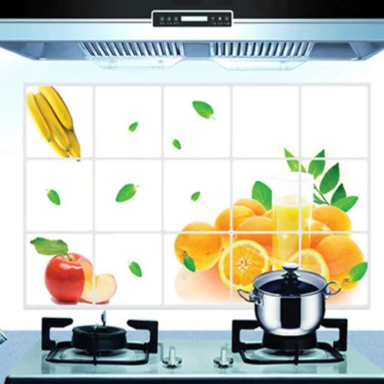 Oil-proof Kitchen Wall Sticker Orange Fruit Self-adhesive Waterproof Heat Resistant Bathroom Kitchen Wall Art Decal Decoration