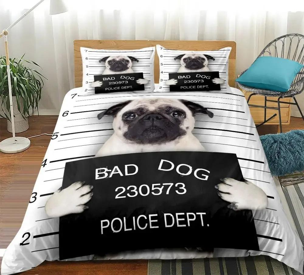 Cozy Lightweight King Queen 3d Cartoon Pug Dog Lovely Home Pet Puppy Pattern Size Cute Animal Theme Soft Comforter