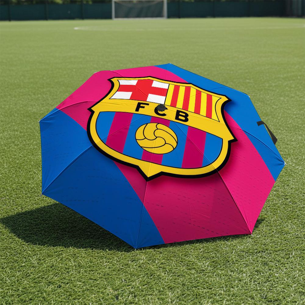 1 PC Automatic Folding Umbrella-Barcelona Football Club Pattern, Portable & Foldable Design with 8 Ribs, Christmas Birthday Gifts