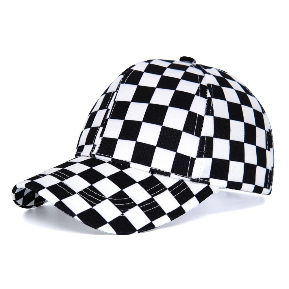 Cappellino da Baseball a Scacchiera Bianco e Nero a Quadretti Reticolo Plaid Primavera Estate Nuovo Retro Casual Parasole Cappello da Sole da Viaggio Cappello da Esterno Tendenza