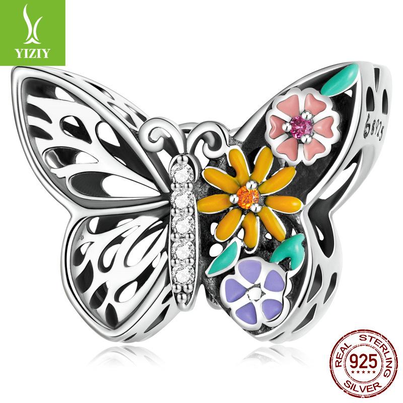 S925 Sterling Silver Butterfly Series Pendant Jewelry Accessories, Mori Girl Heart Diy Bead Partition