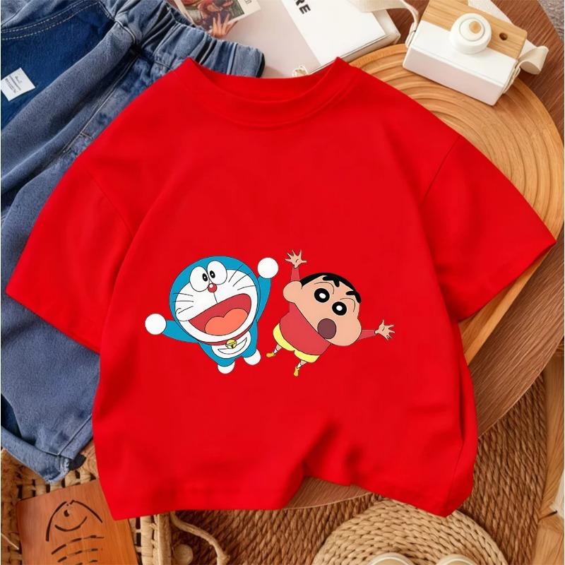 Popular Trendy Children's Short-Sleeve T-Shirt Cute Cartoon Summer Casual Crew Neck Shirt Crayon Shin-chan