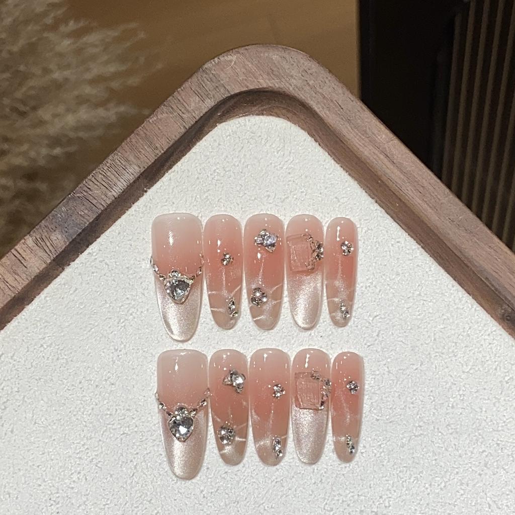 Handmade Ice-transparent Cat Eye Gradient French Pile Drill Transparent Square Diamond Floating Light Piece Wearable Armor