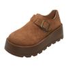 Thick-soled Small Man Buckle Borken Single Shoes Women's Winter New Shallow Mouth One Pedal Big Head