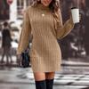 JPNTKY Women's Fashion Casual Autumn Winter Long Sleeve Half Turtleneck Loose Sweaters Dress