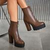 Women's High-heeled Short Boots Autumn and Winter New European and American Style Waterproof Table Thick-heeled Large-size Roman Short Boots