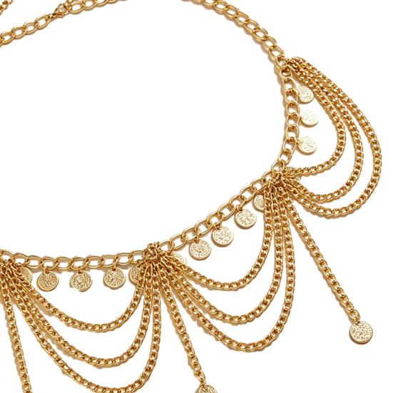 Women Waist Chain, Multi Layered with Coin Discs Pendant Belly Chains, Flexible Alloy Chain for Dance Skirts Beachwear