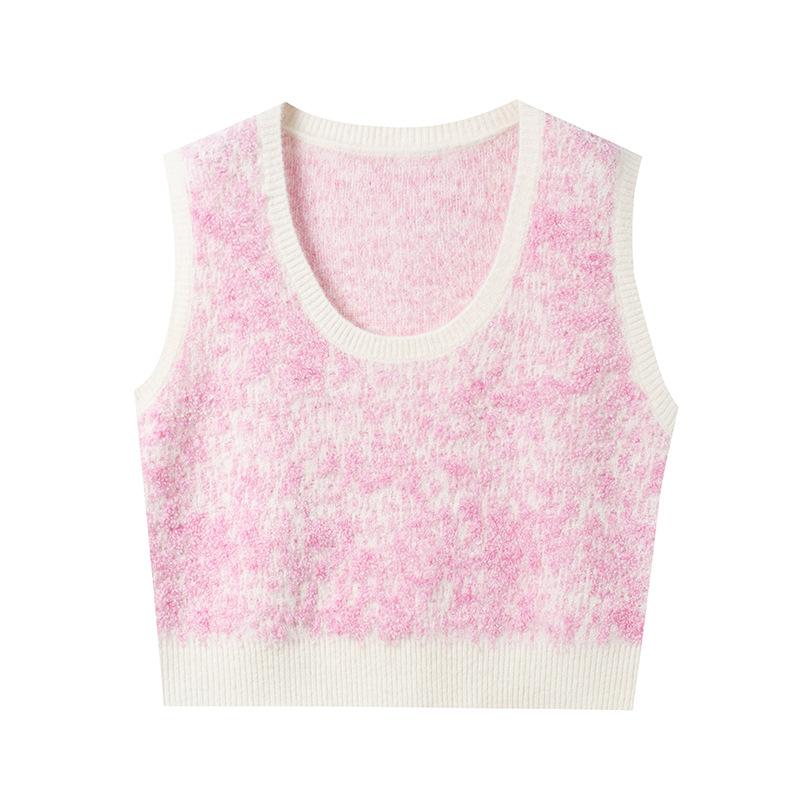 Soft Waxy Skin-friendly Alpaca Wool Blended Neck Knitted Sweater Women's Autumn New Sweater, Thin Stacked Vest