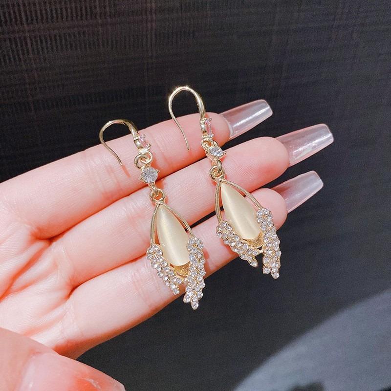 Fashion Exquisite Shiny Wheat Ear Leaf Earrings For Women Girls Elegant Light Luxury Earrings Jewelry Accessories Gifts