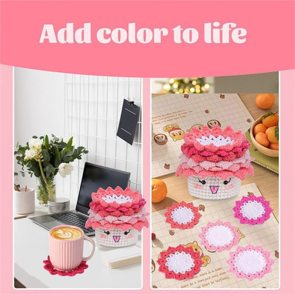 Adults & Kids Crochet Kits for Beginners, Crochet Kits to Make Colorful Cup Mat