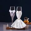 2 Stück/Set Handgefertigtes Hochzeits-Sektglas-Set für Braut und Bräutigam, Elegante Anstoß-Weingläser für die Hochzeitsfeier