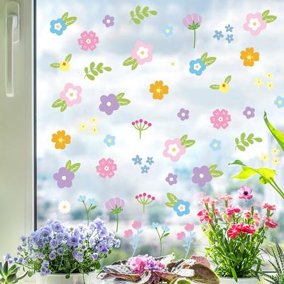 Frühling kleine Blumen dekorative Atmosphäre Wandaufkleber statischer Aufkleber frisch niedlich Fenster Blumenaufkleber