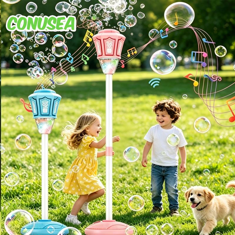 Street Lamp Bubbles Machine Soap Bubbles Blowing With Light Music Automatic Bubble Gun Outdoor games Wedding Party Toys Children