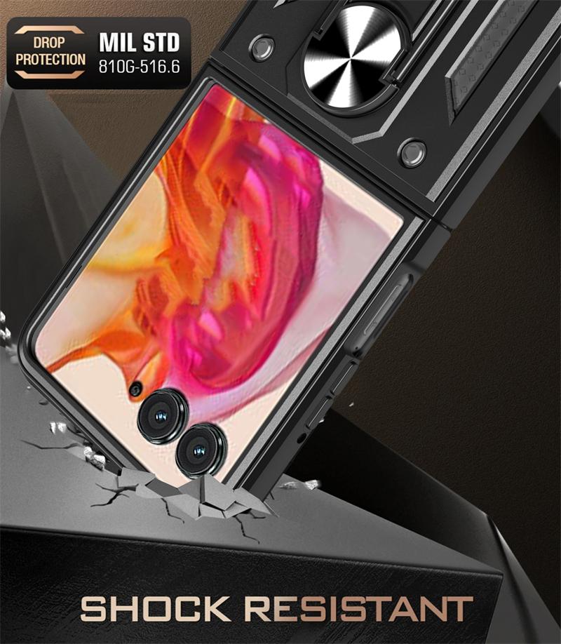 Shockproof Armor Case For Motorola Razr 50 Ultra Razr + Plus 2024 Car Magnetic Ring Holder Back Cover For Moto Razr50 Razr+ Capa
