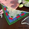 Pastoral Süß Kirsche Gestrickt Dreieck Schal Kopftuch Damen Haar Accessoires Meeresreise Tasche Kopfgebundenes Haarband