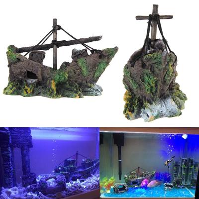 Harz Piratenschiff Dekor Kreativ Chic Schönes Wrackschiff Landschaftsgestaltung Schiffsdekorationszubehör für Wasserlandschaft Höhle