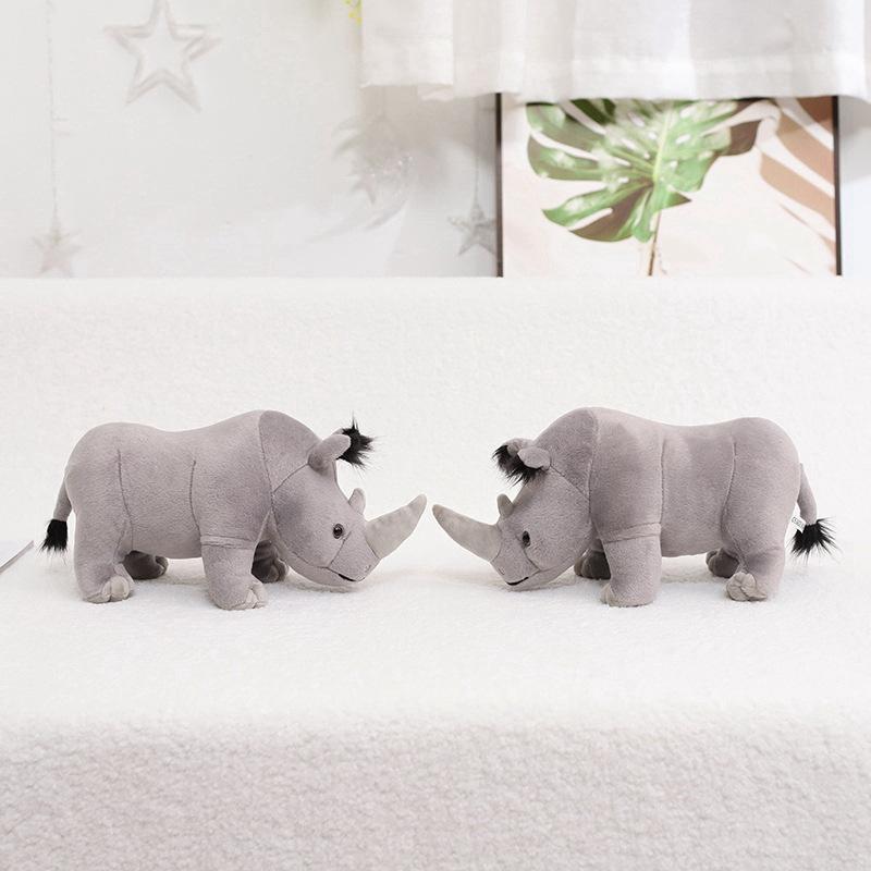Cartoon Simulation Animal Rhino Doll Plush Toy Zoo Rhino Doll Kindergarten Children'S Doll Doll