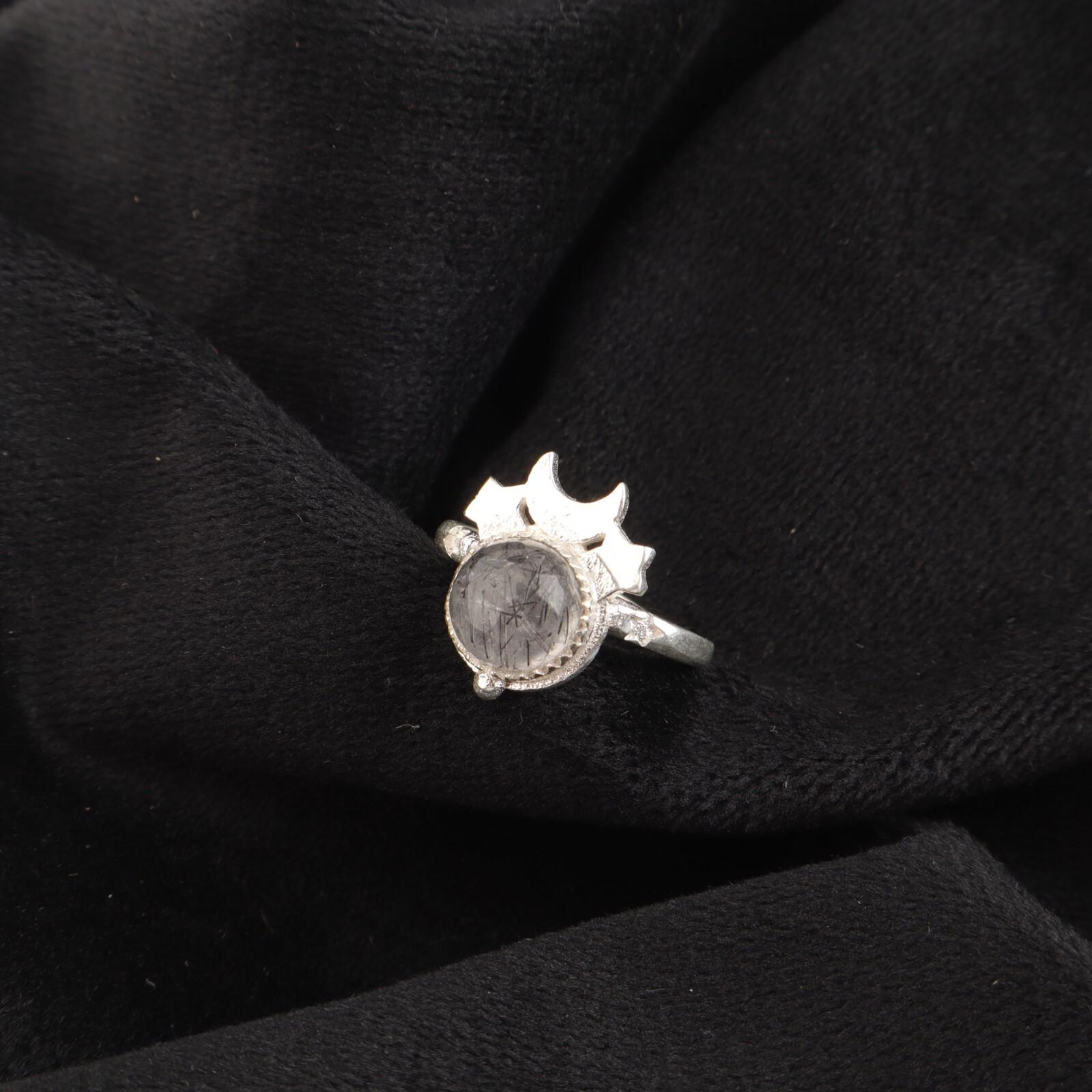 

Natural Black Rutile Gemstone 925 Sterling Silver Jewelry Handmade Ring For Gift RR-67-26 13