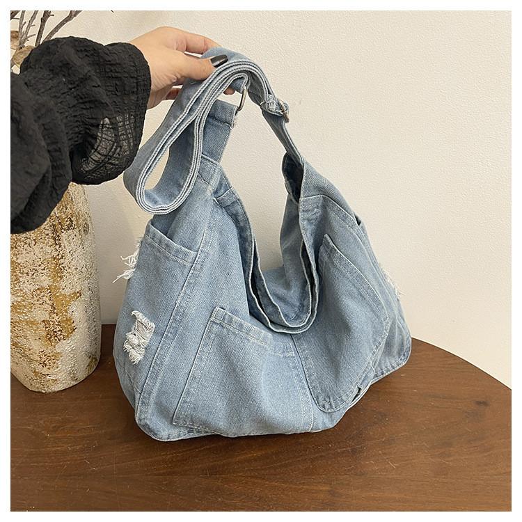 IELGY Denim Bag Fashion Commuter Shoulder Large Capacity Crossbody Bag