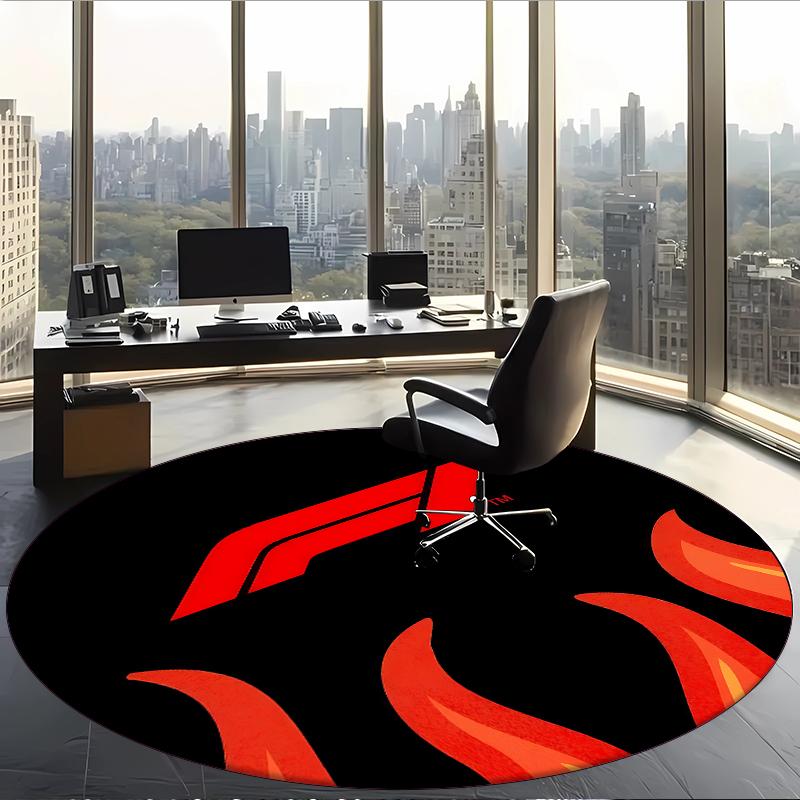 Formula 1 (14) Round Office Rug Decorative Floor Rug for Office Bedroom Living Room and Home Space