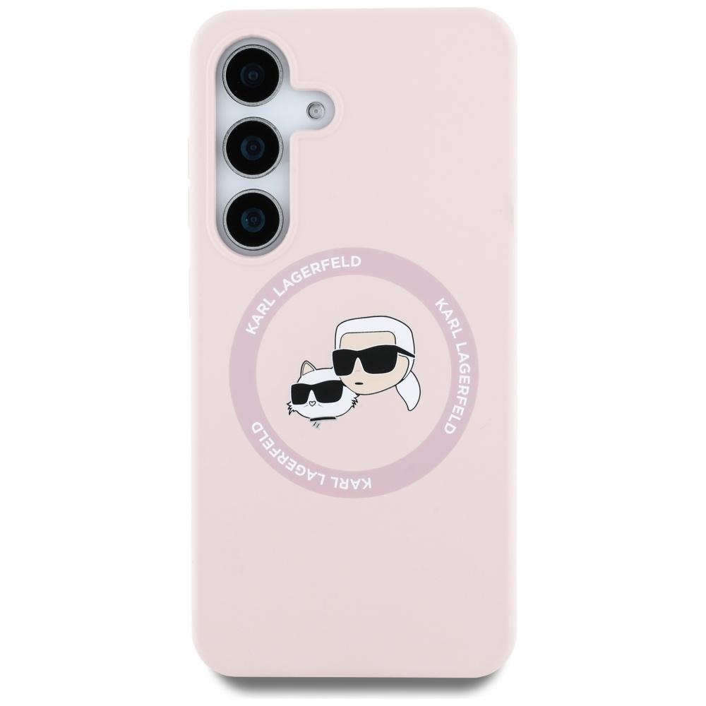 Karl Lagerfeld Silicone Double Heads And Circle Magsafe Case For Samsung Galaxy S25+ Pink