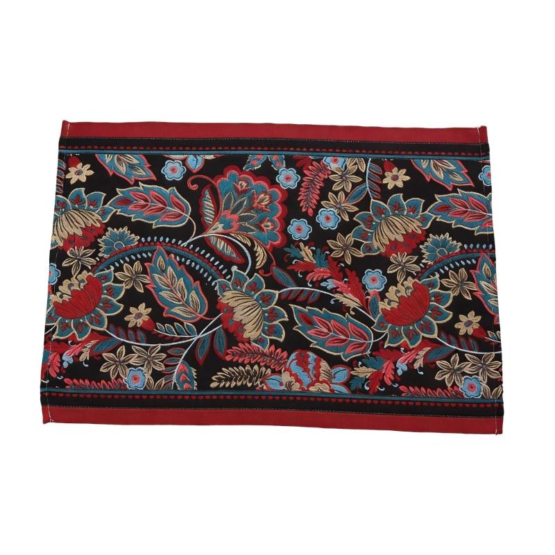 

Florals Jacquard Placemat European Retro Styles Easy Cleaning Polyester Materials for Home Use