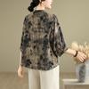 Women S Loose Cotton Linen Printed Vintage Style Summer Shirt