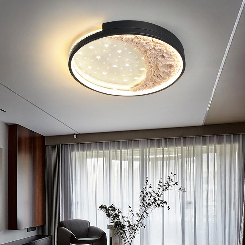 Modern minimalist moon circular ceiling light Nordic creative bedroom study LED ceiling light home decoration lighting fixtures
